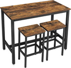 VASAGLE Bar Table and Chairs Set, Rectangular Table with 2 Stools, Dining Pub Set for 2, Space Saving for Kitchen Breakfast, Living Room, Party Room, Rustic Brown and Black ULBT15X