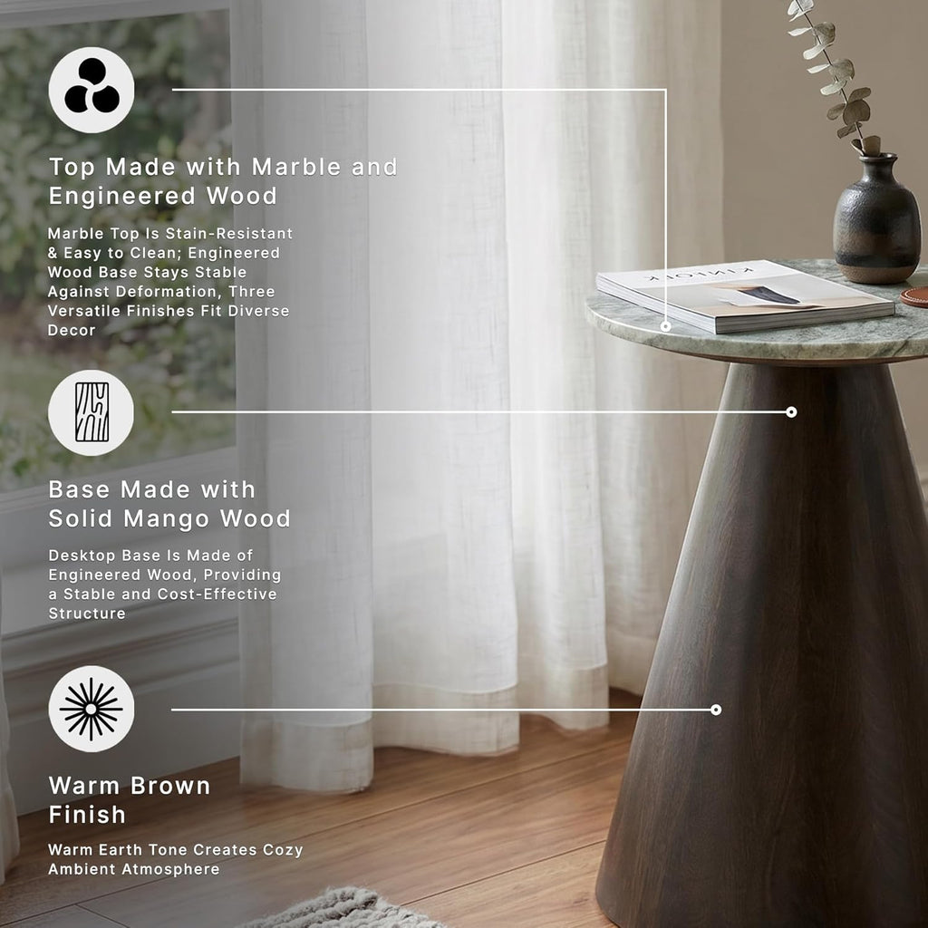 Signature Design by Ashley Waltnor Casual Accent Table with Marble Top, Gray & Dark Brown