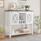 IDEALHOUSE Wine Bar Cabinet with Sliding Barn Door, Coffee Cabinet with Wine Rack and Glass Holder, Kitchen Buffet Sideboard with Storage, Liquor Bar for Living Room, Dining Room, White