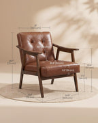 VASAGLE Accent Chair, PU Leather Armchair, Button Tufted Living Room Chair, Thick Cushion, Mid Century Modern Lounge Seating for Bedroom, Reading Nook, Home Office, Brown ULYY200KZ02S