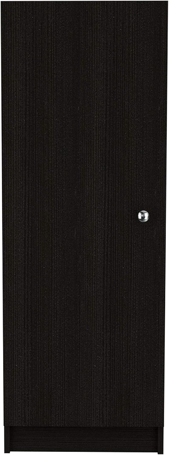 16.9" D*12.3" W*47" H Corner Freestanding Storage Cabinet with 3 Shelves, Single Door, Rectangular Kitchen Pantry, Traditional, for Living Room, Dining Room, Black