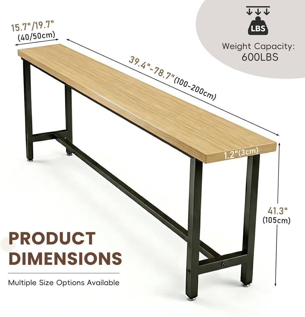 Bar Table,Industrial High Top Pub Table, Long Counter Height Dining Table for Small Space,Kitchen,Dining,Cafe & Restaurant