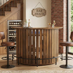Tribesigns Bar Table with Storage, 4-Tier Arc-Shaped Mini Bar Table with Footrest for Home, Living Room, Rustic Brown (Table Only)