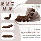 Multigot Folding Floor Chair, 14 Positions Adjustable Lazy Recliner with Back Support, Lazy Lounger Bed for Gaming Reading Resting (Brown)