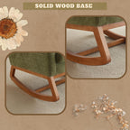 VINGLI Olive Chenille Rocking Chair Nursery with Thick Headrest, Upholstered Mid-Century Modern Nursing Rocker Glider with Curved Armrest, Sturdy Solid Wood Base for Living Room, Bedroom, Baby Room
