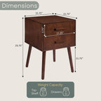 Convenience Concepts Oslo 2 Drawer End Table 15.75" - Mid-Century Modern Side Accent with Storage Drawers for Living or Family Room, Bedroom Nightstand, Espresso/Espresso