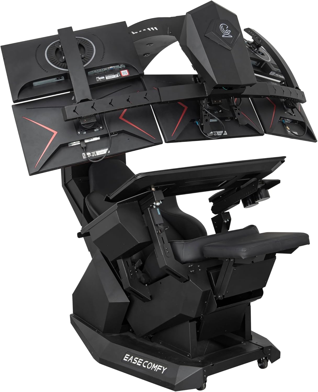 Imperatorworks EASECOMFY T2 Throne Computer Cockpit for 3 Monitors, Zero Gravity Chair Workstation,can Extend for 5 Monitors Support ultrawide 1 * 49" Option with Massage Function