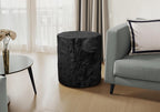 22" Weather Resistant Versatile Accent Table, Side Table with Tree Stump Design, Modern End Tables with No Assembly for Indoor and Outdoor Use, Black