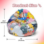 Bean Bag Chair Cover for Clear Stuffed Animal Chair Storage — Extra Large 150L Toy Organizer for Kids, Waterproof Easy-Clean Plush Toy Holder Seat (Cover Only, No Filler Included)