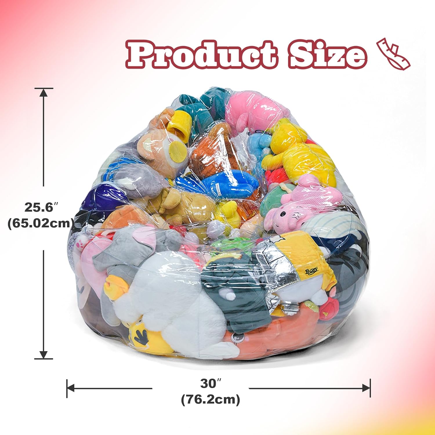 Bean Bag Chair Cover for Clear Stuffed Animal Chair Storage — Extra Large 150L Toy Organizer for Kids, Waterproof Easy-Clean Plush Toy Holder Seat (Cover Only, No Filler Included)