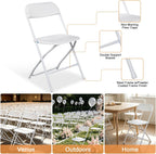 OLLODOT 10 Pack White Folding Chairs with 350-LBS Capacity, Plastic Foldable & Portable Indoor Outdoor Chairs, Portable Commercial Seat with Steel Frame for Office, Party, Events, Wedding & Dinning