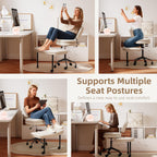 Ergonomic Cross Legged Chair, 360°Swivel Criss Cross Chair with Wheels, Double-Layer Upholstered Desk Chair, 31.3" Large Office Chair for Meditation and ADHD. White