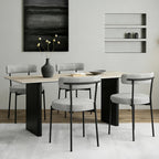 Boucle Dining Chairs Set of 4, Round Kitchen Chairs with Curved Backrest and Metal Legs, Upholstered Modern Style, Suitable for Living Room