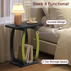 MAHANCRIS End Table Living Room Set of 2, Black Side Table for Small Spaces, Modern Beside Table with Shelf, Sturdy Nightstand Sofa Table for Bedroom, Black End Couch Table, Easy Assembly, ETBK1501S2