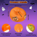 Inflatable Bean Bag Chair Sofa for Kids with Pumpkin Pattern Glow in the Dark, Blow up Air Lounge Chairs Furniture Couch for Camping Movie Night Halloween Decoration Clearance