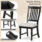 Giantex Wood Dining Chairs Set of 2, Farmhouse Black Kitchen Chair with Solid Wood Frame, Max Load 355 Lbs, Armless Upholstered Dining Side Chairs with Cushion Seat, Slat Back Dining Room Chairs