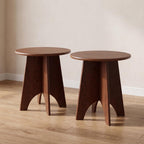 chairus Modern Sculptural Side Tables Set of 2, 17.5" Round End Table with Panel Legs, MDF Wood Veneer Accent Table, Small Sofa Side Table for Living Room Bedroom, Nightstand, Walnut