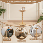 Round Side Table, Small Drink Table for Small Spaces, Modern Accent Nightstand with Solid Wood Leg for Living Room, Bedroom, Corners, and Office (Nature)