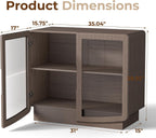35" Sideboard Buffet Cabinet with Storage, Walnut Glass 2-Door Cabinet with Shelves, Modern Coffee Bar Credenza for Entryway, Kitchen & Living Room