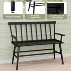 Wisuce Bamboo Dining Bench, Entryway Bench with Spindle Back (Black) | Bamboo & H-Shaped Support, Ergonomic Tilted Spindle Back, Multi-Scene Use, Easy Assembly & Maintenance