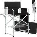 Tall Makeup Chair 41'', Director Chair 600 lbs Foldable Portable, Makeup Chair for Makeup Artist with Table, Cup Holder, Storage Bag & Footrest