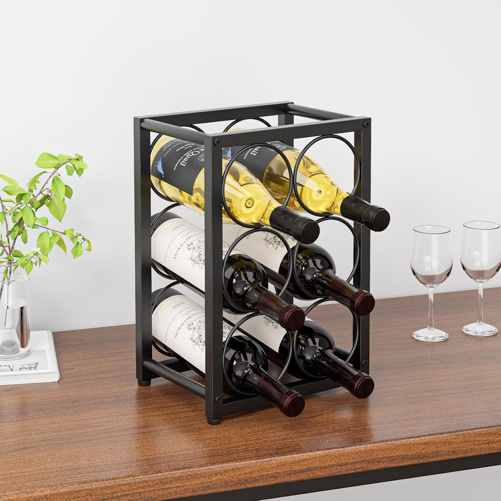 Metal Countertop Wine Rack 6 Bottles, Fits Large Wine Bottles | Free Standing