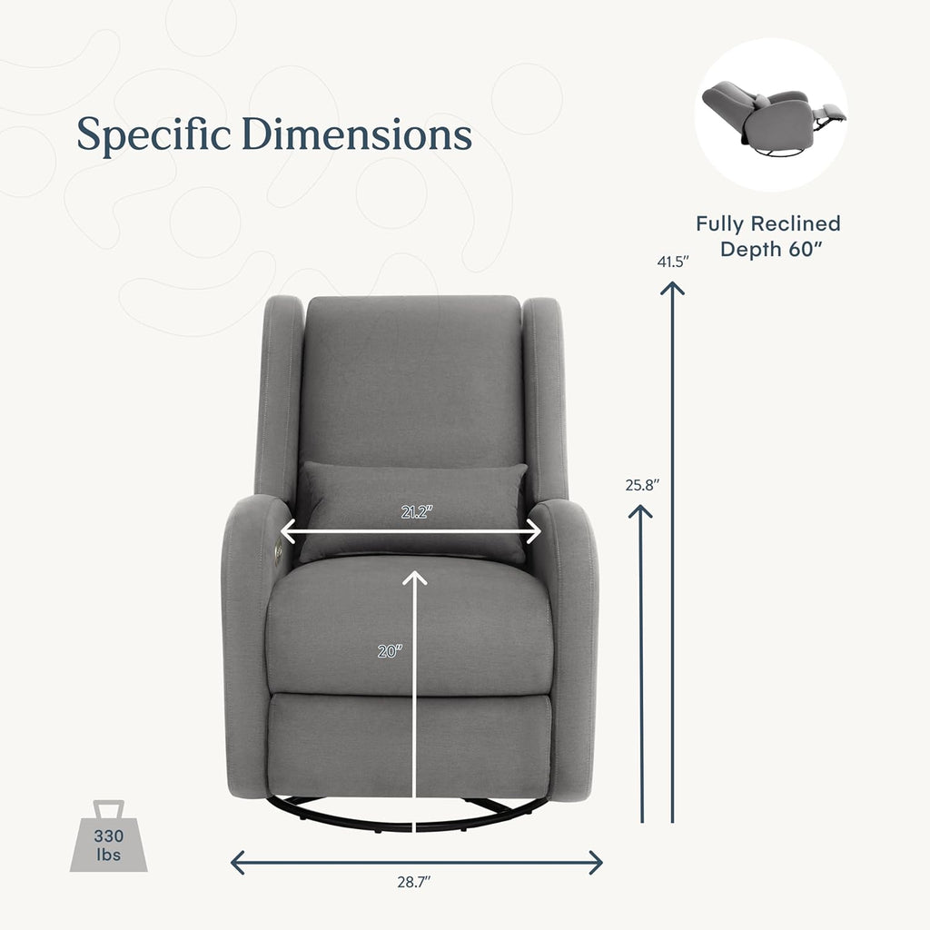 Nurture& The Wingback Plus – Premium Power Recliner for Nursery | Ergonomic, Stain-Resistant Glider Chair with USB, Lumbar & Head Support – Modern Baby Room Essential