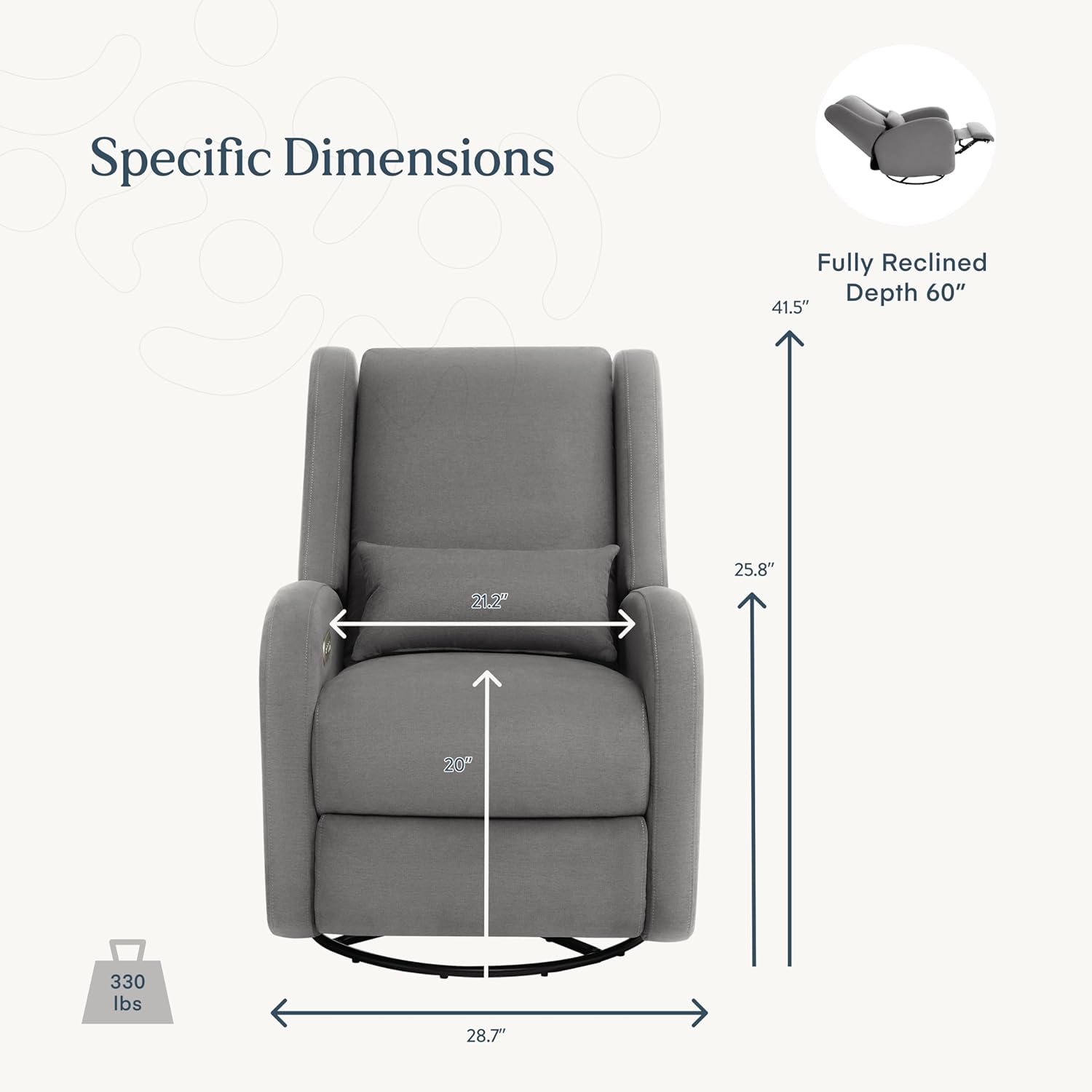 Nurture& The Wingback Plus – Premium Power Recliner for Nursery | Ergonomic, Stain-Resistant Glider Chair with USB, Lumbar & Head Support – Modern Baby Room Essential