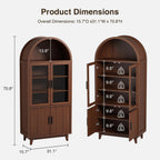 FiveWillowise Kitchen Pantry Cabinet with Glass Doors - Arched Design, Solid Wood Legs, Artistic Fluted Door, Adjustable Shelves, 70.8" Curved Storage Cabinet for Kitchen, Dining Room