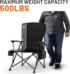 TIMBER RIDGE Oversized Folding Camping Chair High Back Heavy Duty for Adults Support up to 500lbs with Cup Holder, Side Pocket Cooler Bag