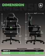 GTPLAYER Gaming Chair, Video Game Chairs with Footrest, PC Gamer Chairs for Adults - Padded High Back Ergonomic Reclining Silla Gamer, Linkage Armrest, Ace Pro, Black Green