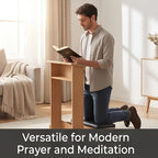 Prayer Kneeler Bench 20x16.5x33In Prayer Table Prayer Bench Stool with Shelf and Cushion Pad Church Pulpit Kneeling Chair Meditation Bench Stool(White)
