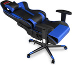 Professional Blue Gaming Chair - Leather Gaming Chair with Adjustable Height and Headrest Support