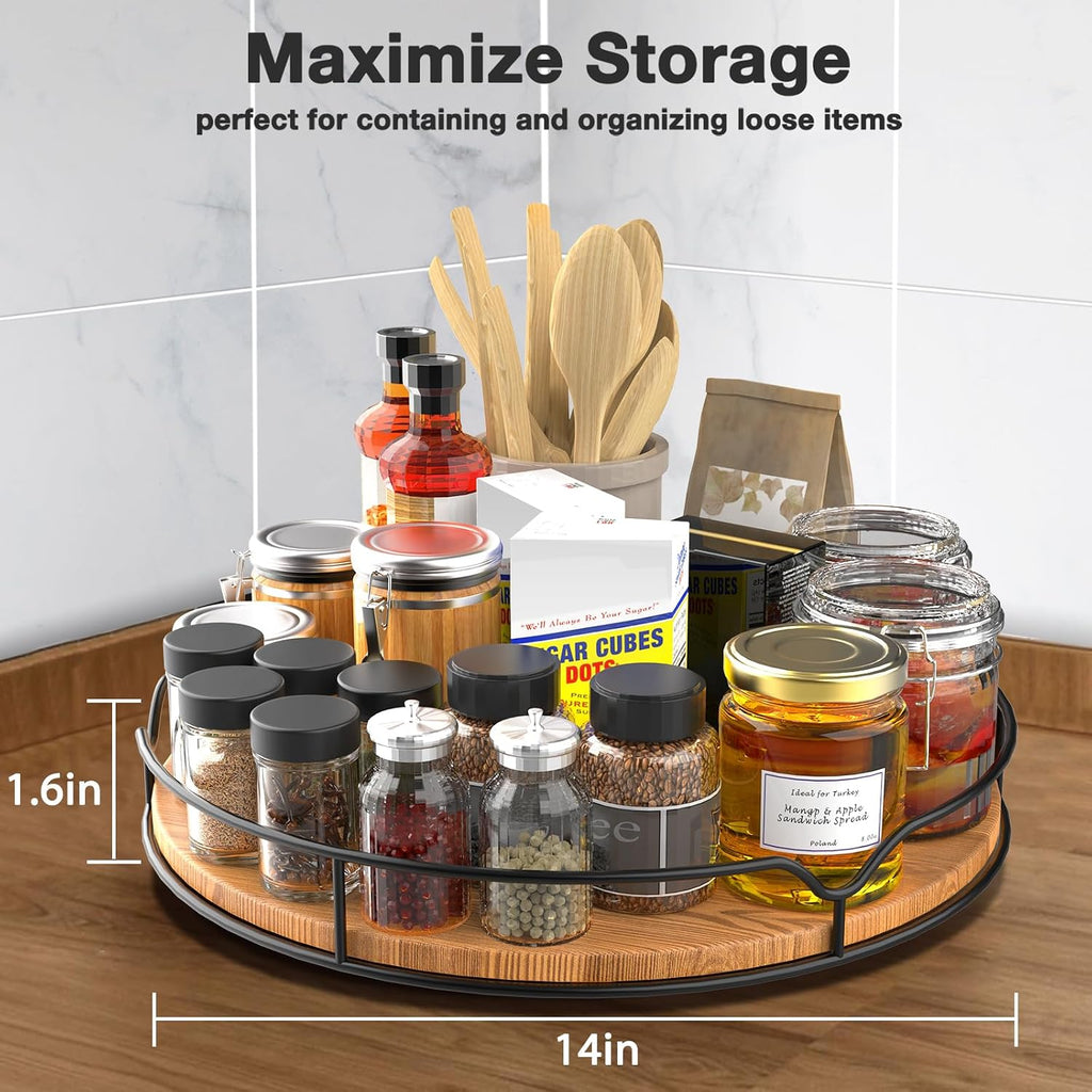 Lazy Susan Turntable Organizer for Cabinet Pantry Kitchen Countertop Computer Cupboard, 14 inch