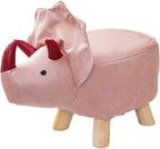 Animal Footstool, Footrest Ottoman, Cartoon, Portable, Adorable Room Decor, Wood Sofa Tea Stool for Guest Room, Bedroom, Playroom, Indoor Outdoor, Pink Dragons