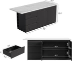 homary Kitchen Island with Storage & Wine Rack, 72" Modern Black Kitchen Cabinet with Wood Top, Large Fixed Island with 3 Drawers & 6 Adjustable Shelves, Without Bar Stools