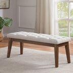 HUIMO Bedroom Bench for End of Bed, Upholstered Dining Seat for Kitchen, Button-Tufted Ottoman Bench for Entryway and Living Room (Beige)