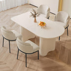 Modern Dining Table Set for 4, 55.11" L Oval Kitchen Table with 4 Dining Chairs for Dining Room, Kitchen, 5 Pieces Dining Set, White