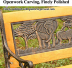 Kids 2 Seater Garden Patio Childrens Bench with Animal Design, Park Outdoor Bench, Patio Benches Kids 2-Person Wooden & Cast Iron Mini Sized Park Outdoor Garden Bench Childrens Bench