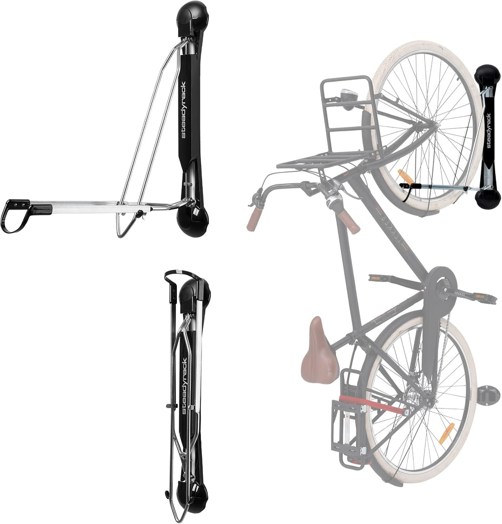 Steadyrack Bike Rack - Easy Lift Swivel Bike Wall Mount, Vertical Storage Solution for Bicycles with Fenders or Mudguards, Garage Bicycle Rack Wall Mount for Home