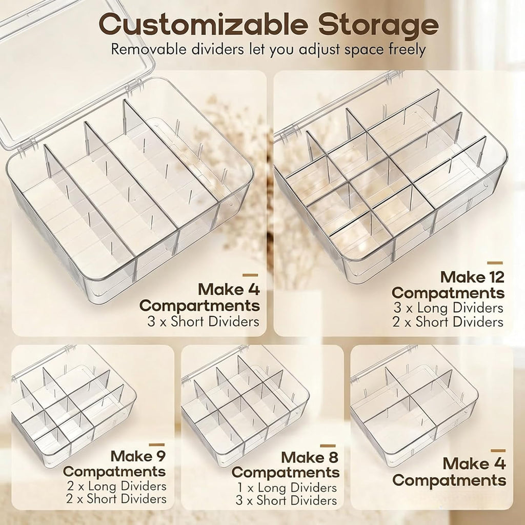 Tea Bags Organizer: Extra Large Tea Bag Holder with Lid - Drink Packets Organizer for Cabinet, Counter, Countertop, TeaBag Holder for 16 Different Types (Large)