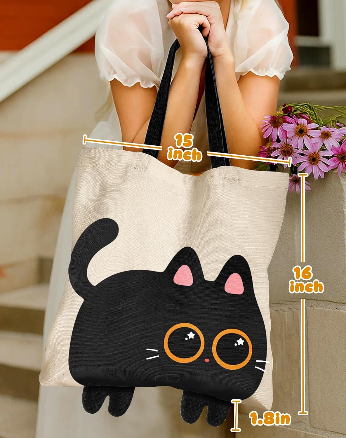 Miss Adola Funny Feet Cute Canvas Tote Bag for Women - Magnetic Closure & Inner Pocket, Cartoon Cotton Tote Bags for Girls
