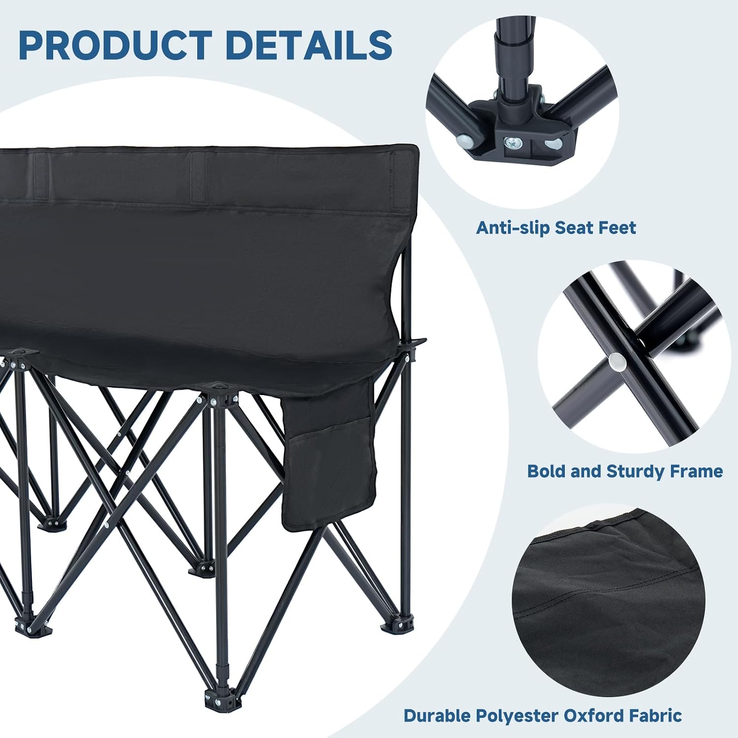 6 Seats Portable Folding Soccer Bench, Team Bench Soccer with Storage Bag & Backrest, Sideline Benches Team Chair for Football Camping Outdoor Sports Events
