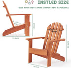 Mederra Wooden Kid's Adirondack Chair for Indoor and Outdoor, Natural Cedar Patio Lounge Chiar for Kids