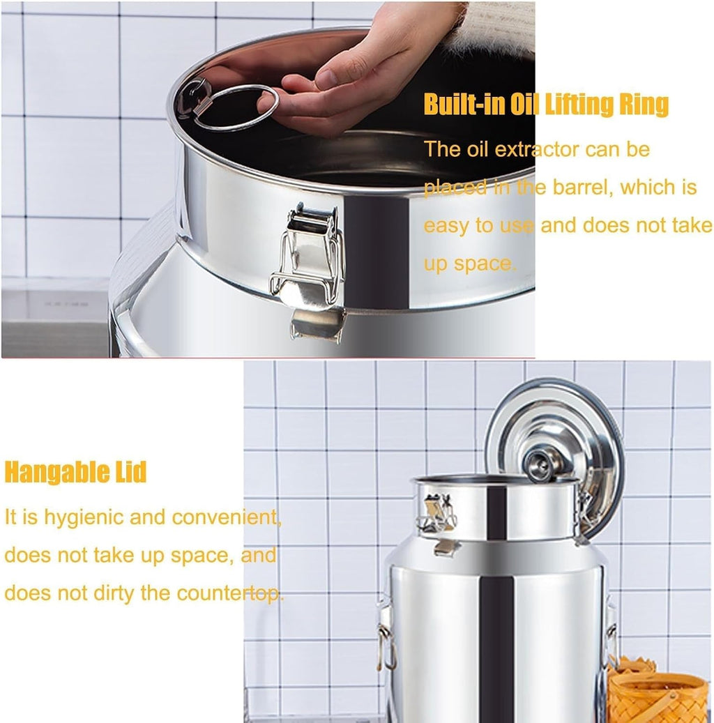 Milk Can Thickened 304 Stainless Steel Wine Pail Bucket Heavy Duty Liquid Storage Barrel Transport Cans Tote Jug with Sealed Lid(12.68Gal/48L)