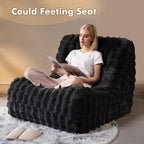 CAODOC Bean Bag Chair for Adults, Giant Oversized Fluffy Bean Bag for Fireside, Big Bean Bag Lounger Floor Chair for Home, Apartment, Gaming Venue, Dorm, Dark Gray