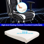BestOffice | Ergonomic Gaming Chair | White | Reclining Computer Chair with Lumbar Support, Headrest Pillow, Adjustable Footrests | 360 Swivel with Heavy Duty Wheels | for Home & Office