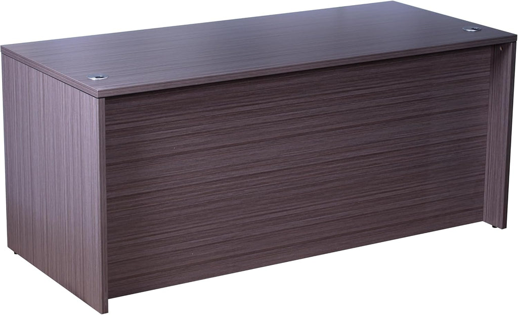 Boss Office Products 71 Inch Executive U-Shape Desk with File Storage Pedestal and 4 Door Hutch, Driftwood