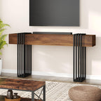 knoworld 63 Inch Long Console Table, Extra Thick Industrial Sofa Table Behind The Couch Rectangular Entryway Table for Entrance Hallway Living Room, Entire top Board & 4-Pipe Legs, Rustic Brown