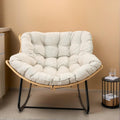 Modern Patio Rocking Egg Chair with Thick Cushion and Rattan Wicker Frame, Indoor Outdoor Lounge Chair with 360° Swivel Comfort, Heavy-Duty Metal Base for Bedroom Living Room Porch Garden (Beige)